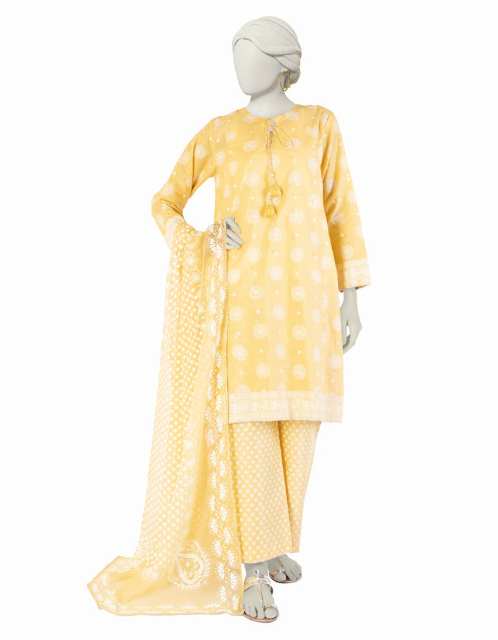 Lawn Yellow Stitched Suit - J. Junaid Jamshed