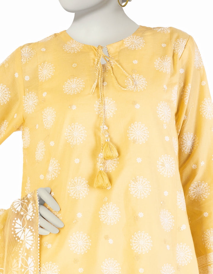 Lawn Yellow Stitched Suit - J. Junaid Jamshed