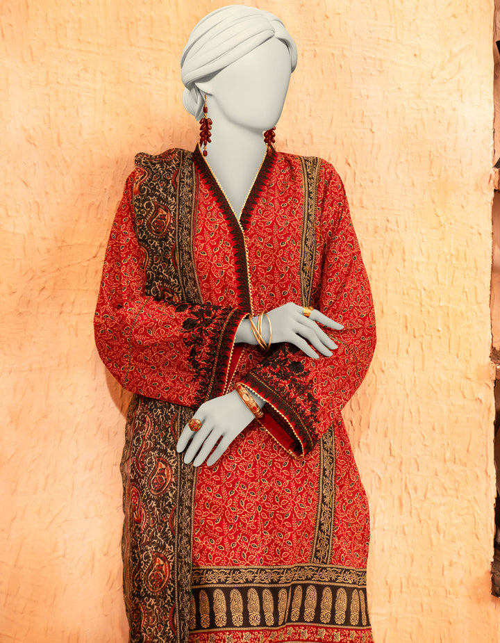 Lawn Maroon Stitched Suit - J. Junaid Jamshed