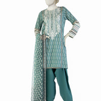 Lawn Green Stitched Suit - J. Junaid Jamshed