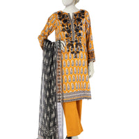 Lawn Mustard Stitched Suit - J. Junaid Jamshed