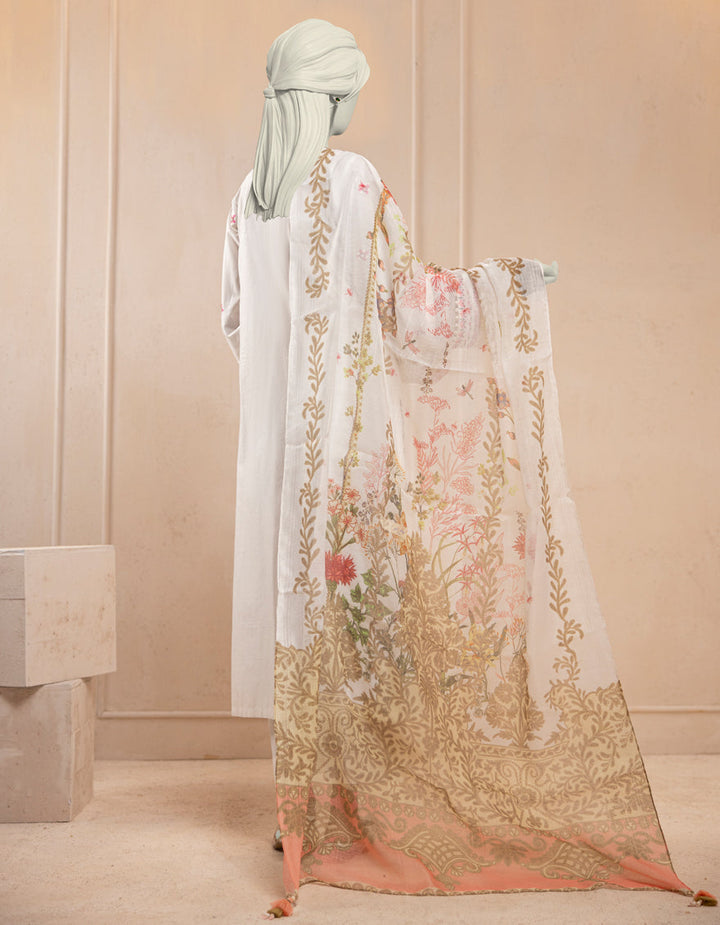Lawn White Unstitched Suit - J. Junaid Jamshed