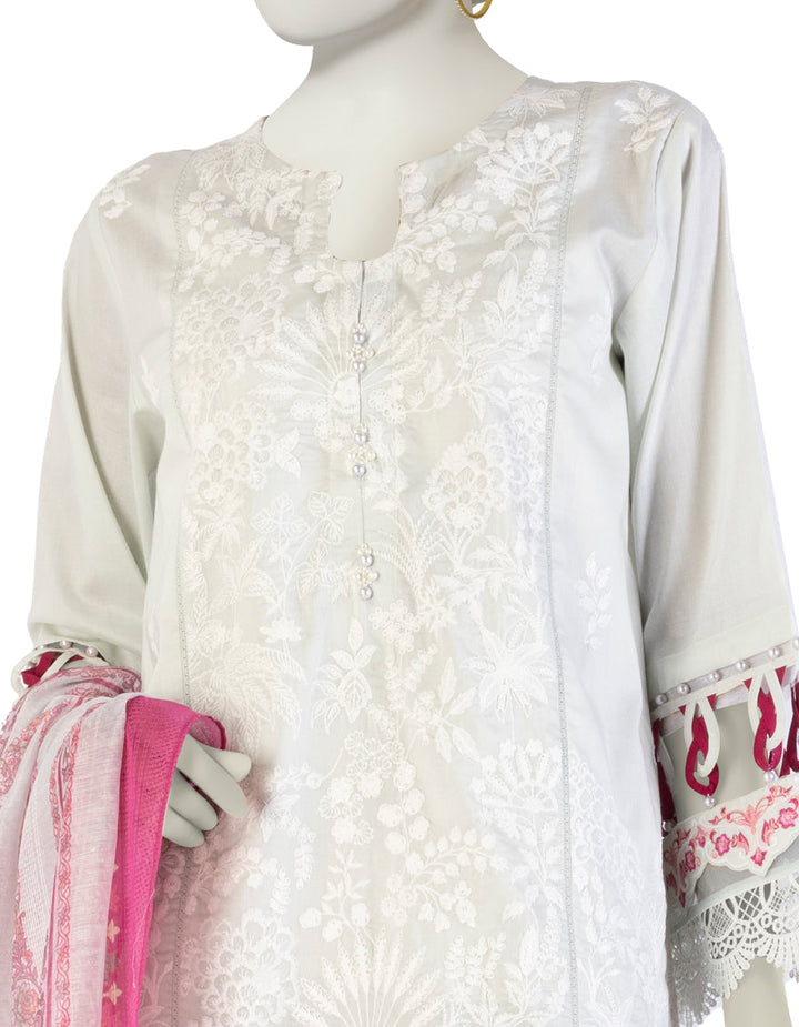 Lawn Green Stitched Suit - J. Junaid Jamshed