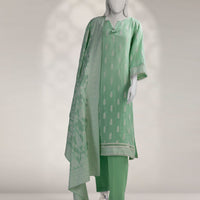Jacquard Green Stitched Suit - J. Junaid Jamshed