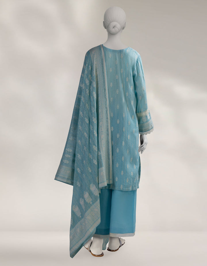 Jacquard Pink Unstitched Suit - J. Junaid Jamshed