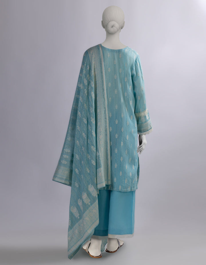 Jacquard Pink Stitched Suit - J. Junaid Jamshed