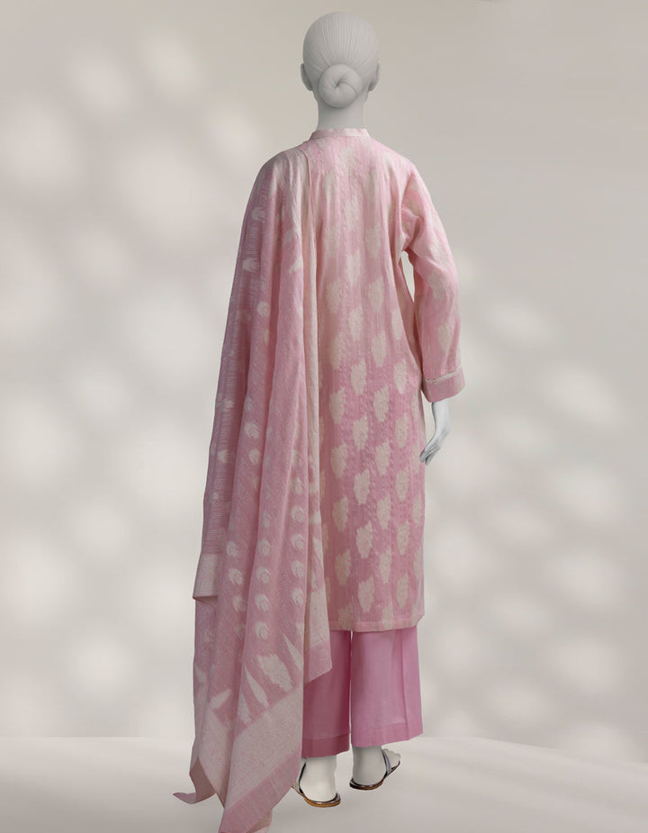 Jacquard Blue Unstitched Suit - J. Junaid Jamshed