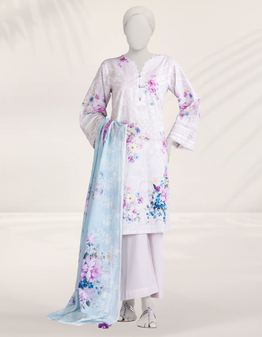 Cambric Pink Stitched Suit - J. Junaid Jamshed