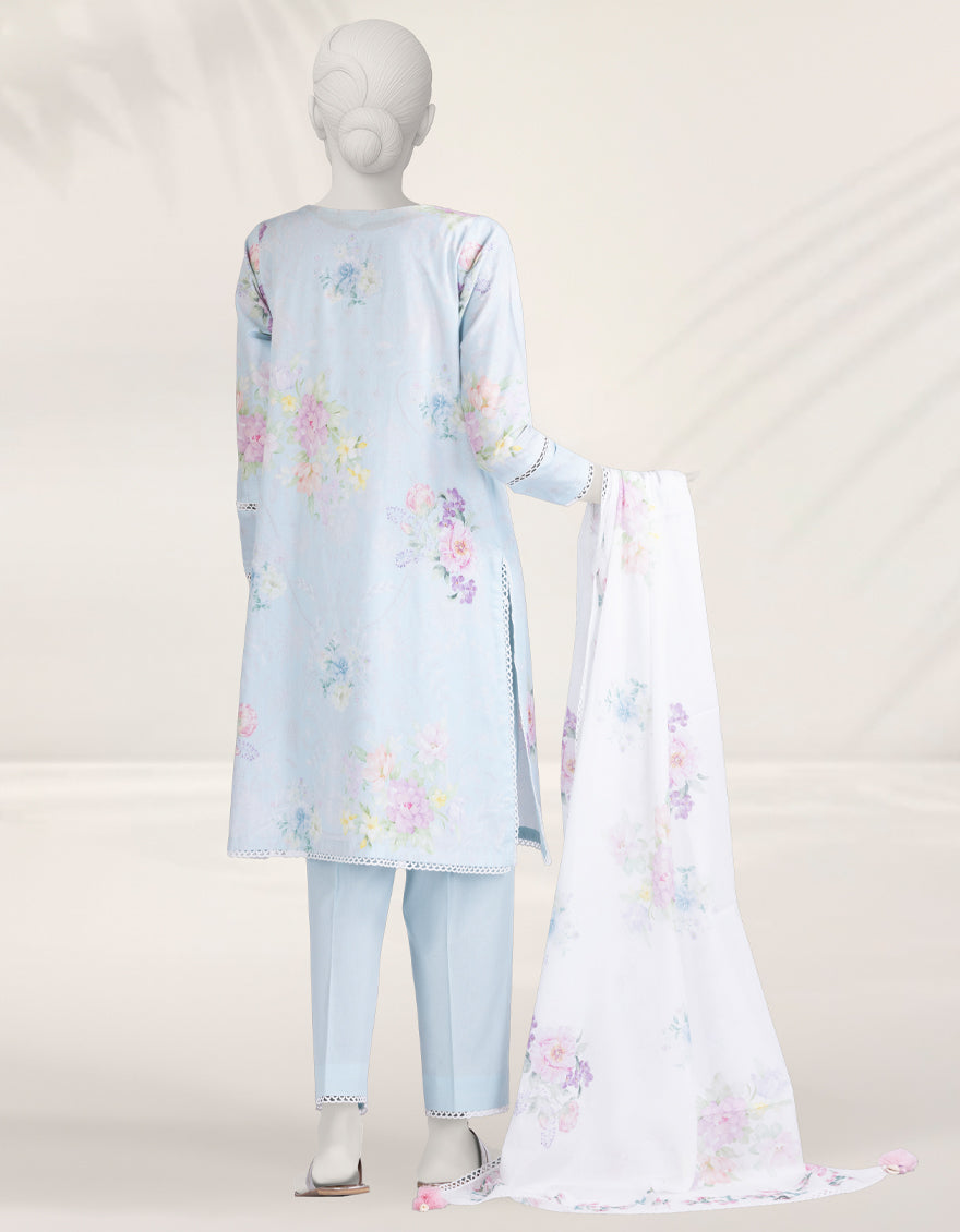 Cambric Blue Stitched Suit - J. Junaid Jamshed