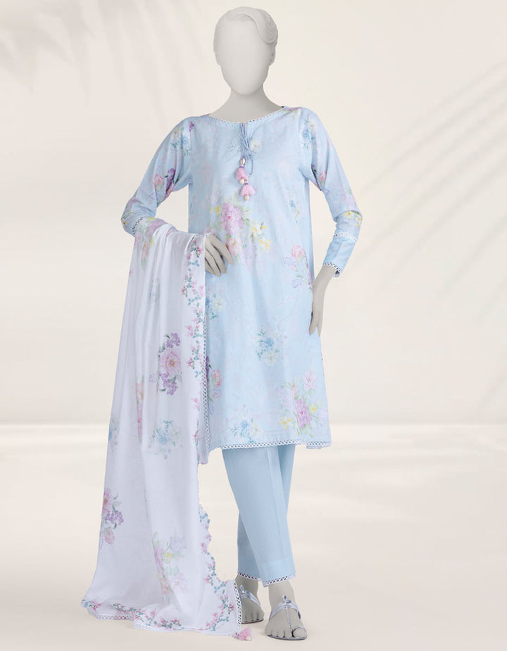 Cambric Blue Stitched Suit - J. Junaid Jamshed