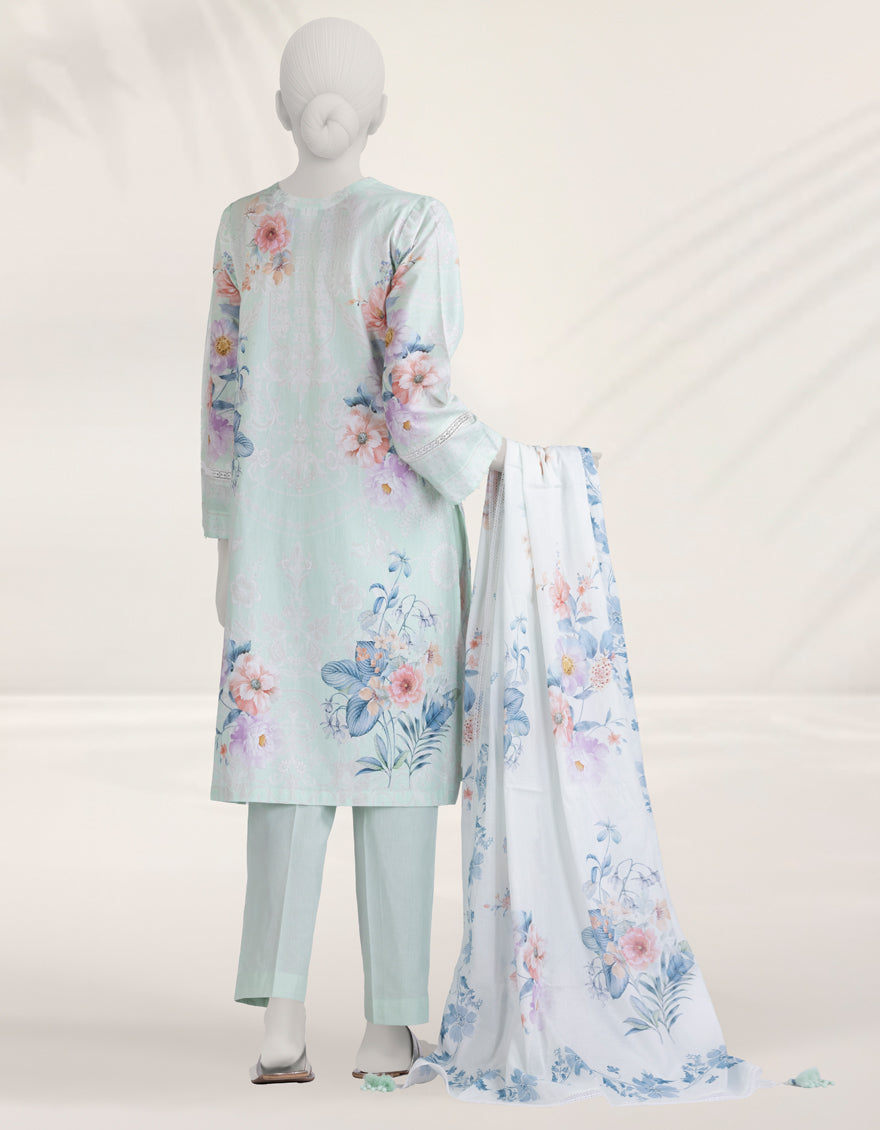 Cambric Green Stitched Suit - J. Junaid Jamshed