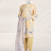 Cambric Yellow Stitched Suit - J. Junaid Jamshed
