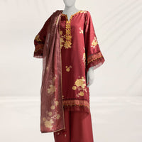 Doria Maroon Stitched Suit - J. Junaid Jamshed