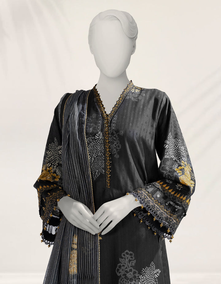 Doria Black Stitched Suit - J. Junaid Jamshed