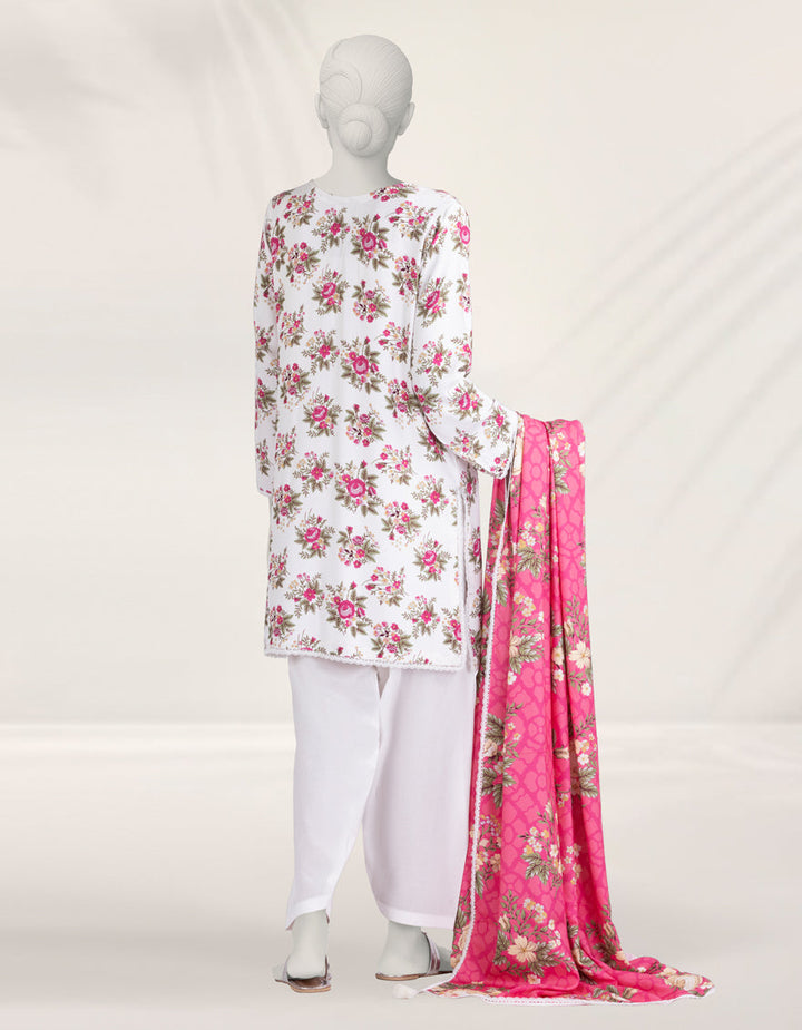 Linen White Stitched Suit - J. Junaid Jamshed