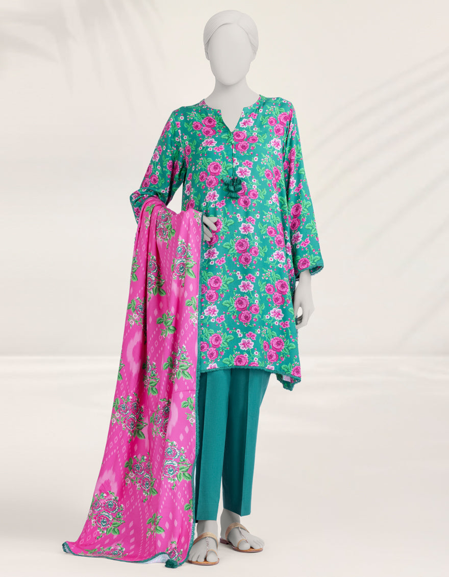 Viscose Green Unstitched Suit - J. Junaid Jamshed