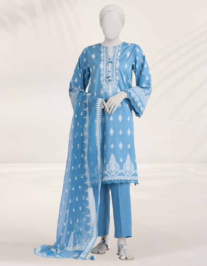 Cambric Blue Stitched Suit - J. Junaid Jamshed