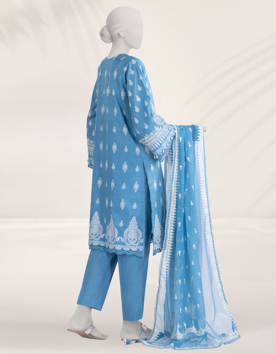 Cambric Blue Stitched Suit - J. Junaid Jamshed