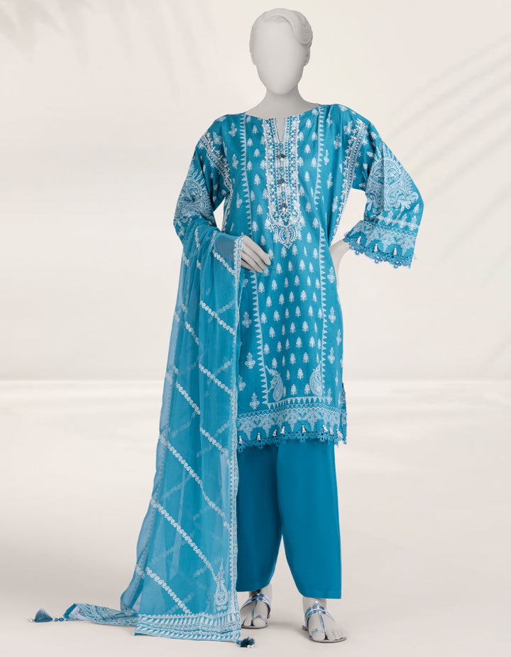 Cambric Teal Stitched Suit - J. Junaid Jamshed