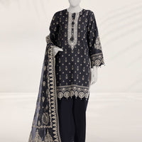 Cambric Black Unstitched Suit - J. Junaid Jamshed