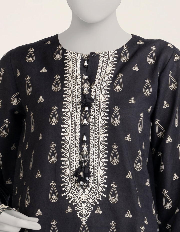 Cambric Black Stitched Suit - J. Junaid Jamshed
