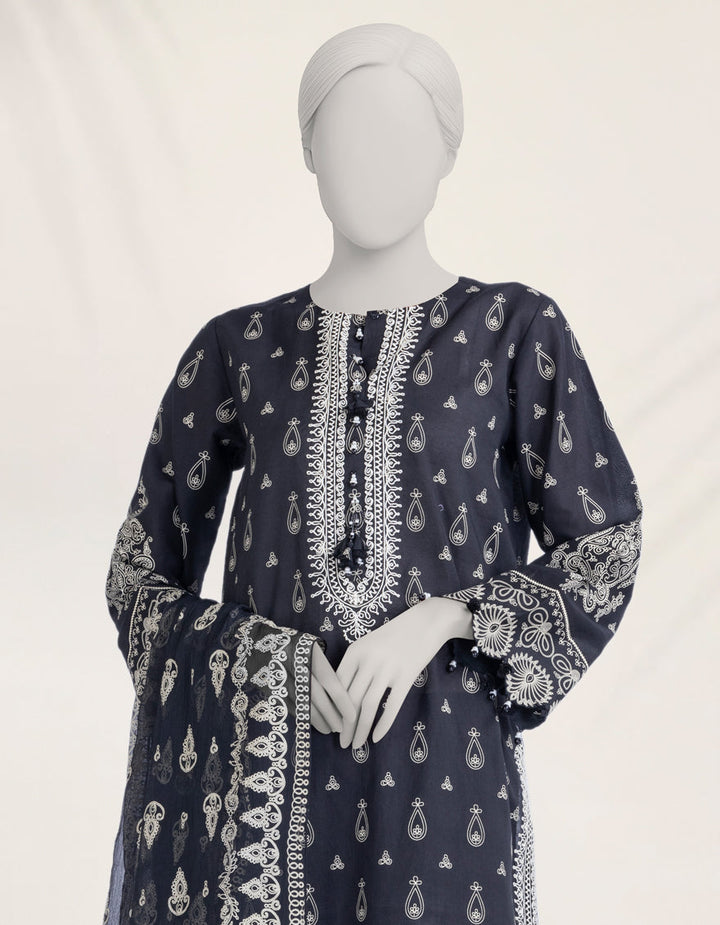 Cambric Black Stitched Suit - J. Junaid Jamshed