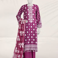 Cambric Purple Unstitched Suit - J. Junaid Jamshed