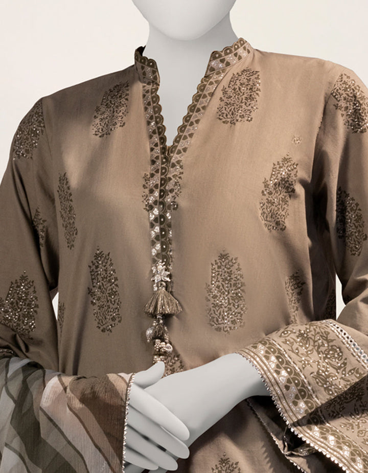 Cambric Grey Stitched Suit - J. Junaid Jamshed
