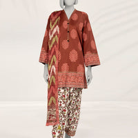 Cambric Maroon Stitched Suit - J. Junaid Jamshed