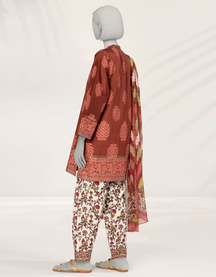 Cambric Maroon Stitched Suit - J. Junaid Jamshed
