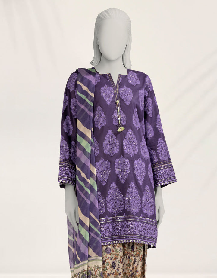 Cambric Purple Stitched Suit - J. Junaid Jamshed