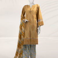 Cambric Yellow Unstitched Suit - J. Junaid Jamshed