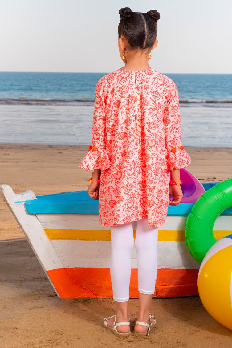 Lawn Orange Kurti - J. Junaid Jamshed