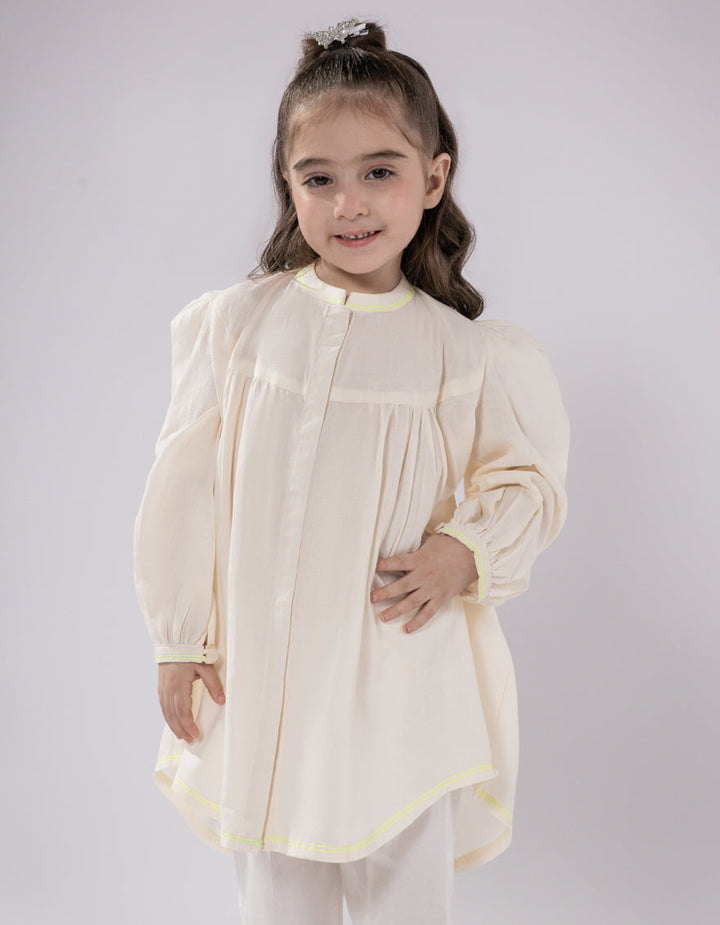 Lawn Off White Kurti - J. Junaid Jamshed