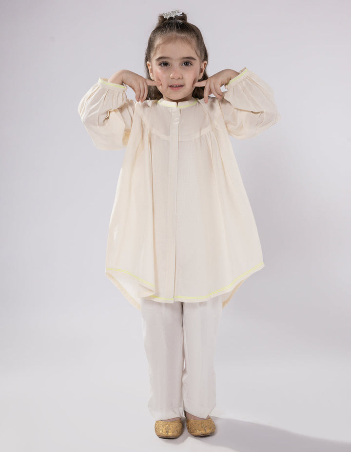 Lawn Off White Kurti - J. Junaid Jamshed