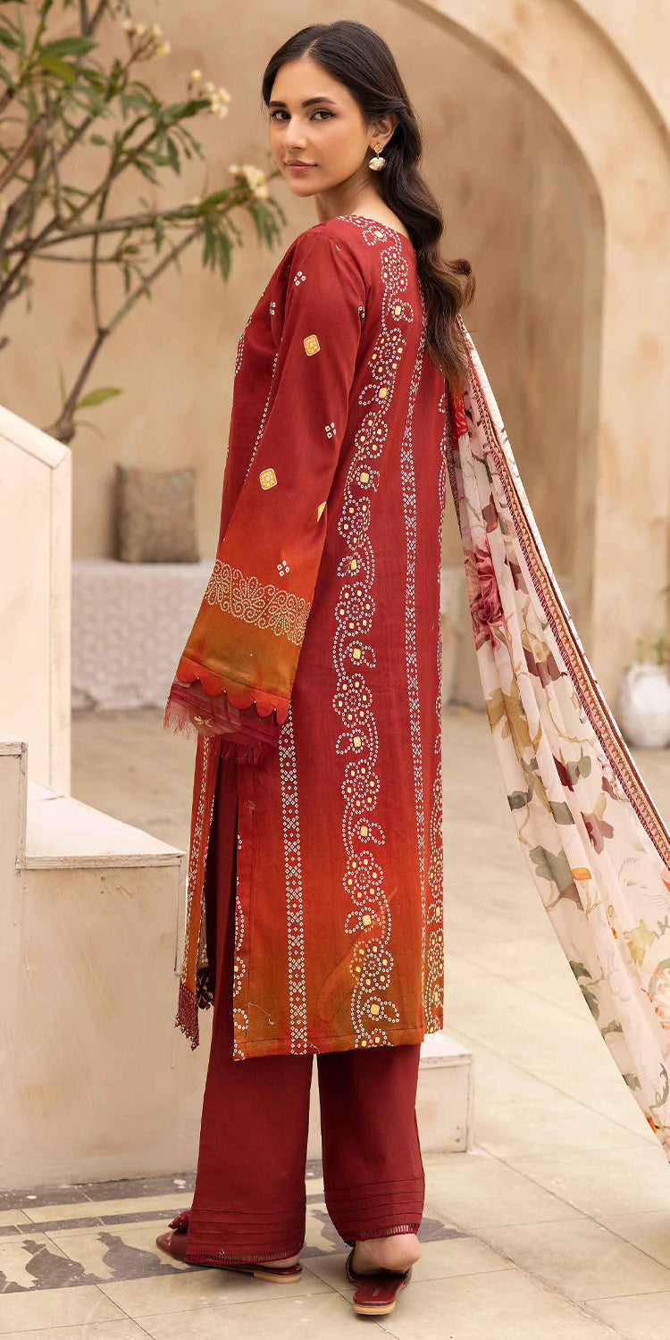 Lawn Red Stitched Suit - Kesariya Vol III by Nureh
