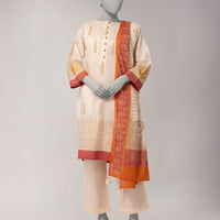 Lawn Off White Unstitched Suit - J. Junaid Jamshed
