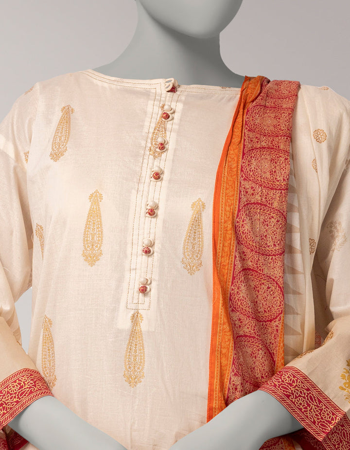 Lawn Off White Unstitched Suit - J. Junaid Jamshed