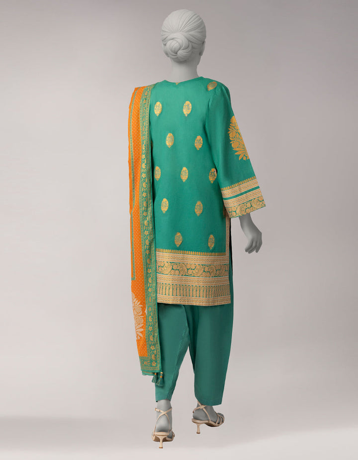 Lawn Green Unstitched Suit - J. Junaid Jamshed