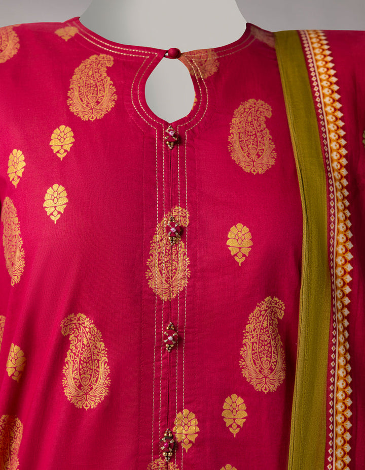 Lawn Pink Unstitched Suit - J. Junaid Jamshed