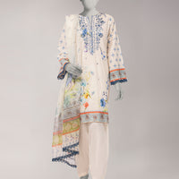 Lawn Off White Unstitched Suit - J. Junaid Jamshed