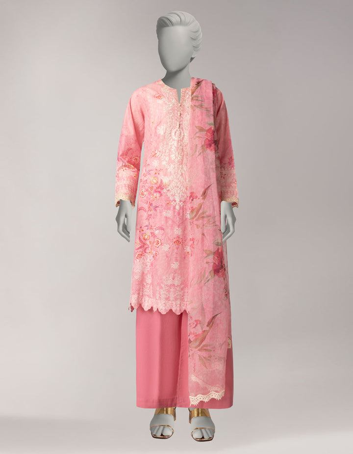 Lawn Pink Unstitched Suit - J. Junaid Jamshed