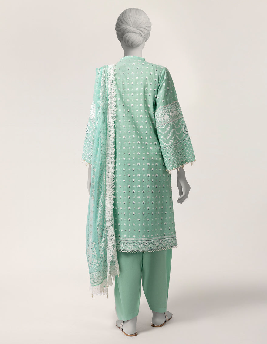 Lawn Green Stitched Suit - J. Junaid Jamshed
