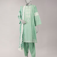 Lawn Green Unstitched Suit - J. Junaid Jamshed