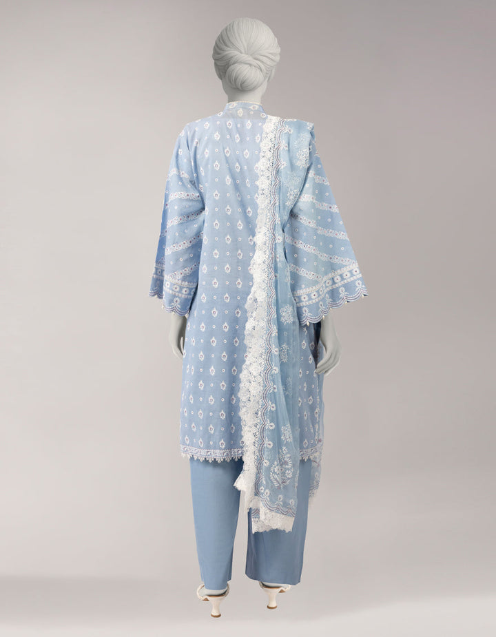 Lawn Blue Unstitched Suit - J. Junaid Jamshed