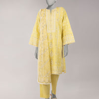 Lawn Yellow Unstitched Suit - J. Junaid Jamshed