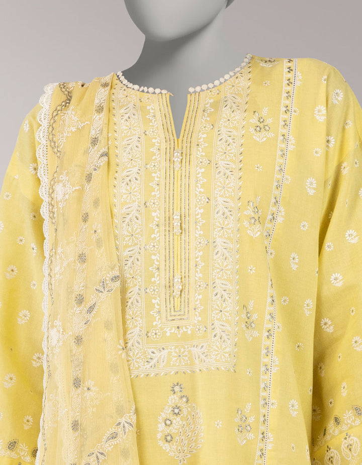 Lawn Yellow Unstitched Suit - J. Junaid Jamshed