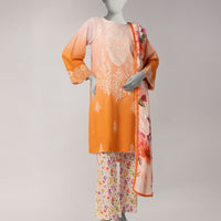 Lawn Orange Unstitched Suit - J. Junaid Jamshed