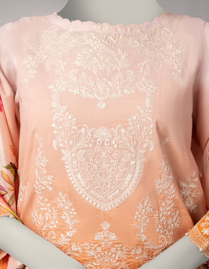 Lawn Orange Unstitched Suit - J. Junaid Jamshed