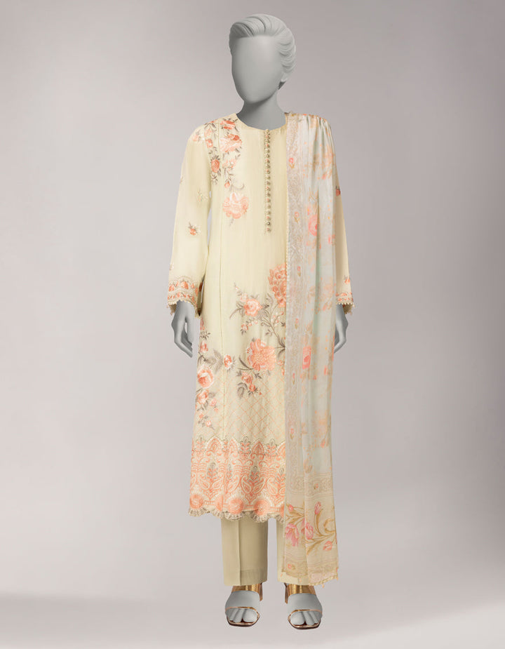 Lawn Green Unstitched Suit - J. Junaid Jamshed